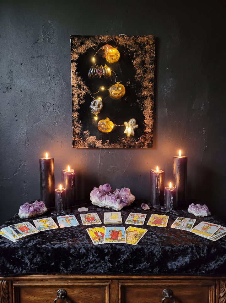 LED panel with pumpkins, bat, skull and ghost